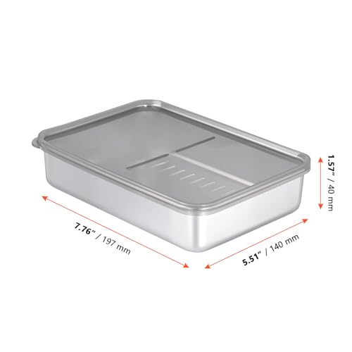 SINJEUN 4 PCS Stainless Steel Cheese Container, Deli Meat Storage Containers with Lid for Fridge Organizers and Storage