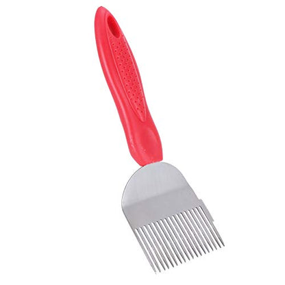 ZJchao Stainless Steel Bee Uncapping Fork with Plastic Handle Honey Scraper for Beekeeping Red
