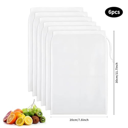 6PCS Cheese Cloth Bag for Straining, 200-Mesh 12 x 8 Inches Nylon Nut Milk Bag, Reusable Food Grade Juicing Bags for Straining Fruit Juice, Yogurt, Nut Milk, Coffee & Cheese - Kitchen Goodies - size: 6 PCS - 12x8 Inch