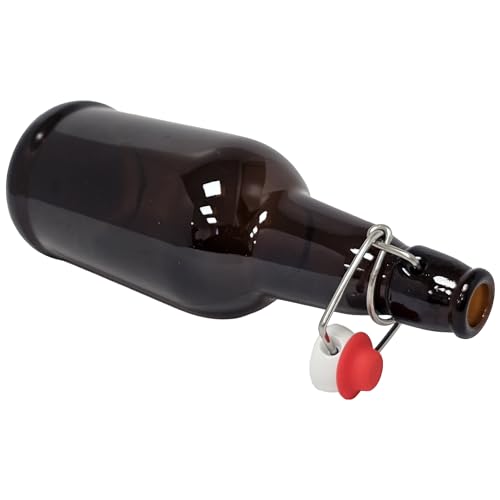 16oz Amber Glass Flip Top Beer Bottles with Swing Cap and Airtight Rubber Seal Single Bottle