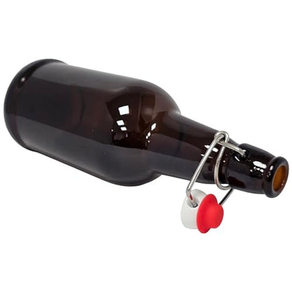 16oz Amber Glass Flip Top Beer Bottles with Swing Cap and Airtight Rubber Seal Single Bottle