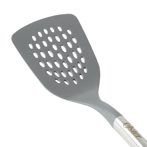 Oster Chadswyck 13” Slotted Turner Spatula, Heat Resistant Silicone Head, Stainless Steel Handle, Safe for Nonstick Cookware, Dishwasher Safe - color: Chadswyck (13" Slotted Turner)