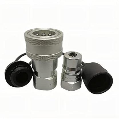 1/4" NPT ISO7241-B Hydraulic Quick Connect & Disconnect Coupler, Quick Release Coupling Set w/Dust Caps H2-63/62 - size: 1Set-IOS 7241-B 1/4 NPT