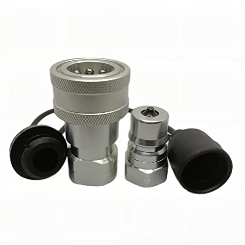 3/4" NPT ISO7241-B Hydraulic Quick Connect & Disconnect Coupler, Quick Release Coupling Set w/Dust Caps H6-63/62 - size: 1Set-IOS 7241-B 3/4 NPT