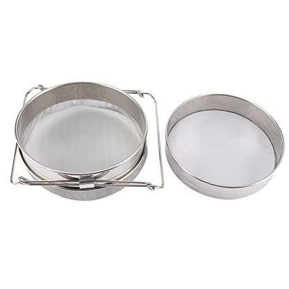 Mingzhe Stainless Steel Double Honey Strainer Sieve with Adjustable Arms for Honey Filtering 1 Set