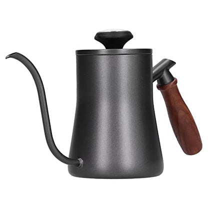Gooseneck Coffee Kettle for Pouring, Thermometer, Filter, 550 ml, Stainless Steel, Beech, Bright, Leak-Proof, Long Service Life, Home Supplies (Black (Thermometer Model))