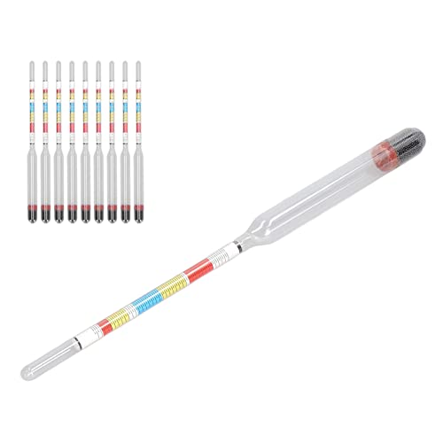 10PCS Triple Scale Alcohol Tester Hydrometer, Wine Making Meter Home Brewing Beer Hydrometer Test Jar Triple Scale Hydrometer and Glass Test Jar Home Brew Wine Beer Mead Cider