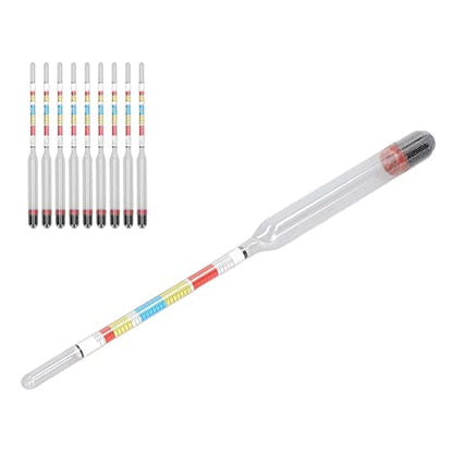 10PCS Triple Scale Alcohol Tester Hydrometer, Wine Making Meter Home Brewing Beer Hydrometer Test Jar Triple Scale Hydrometer and Glass Test Jar Home Brew Wine Beer Mead Cider