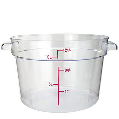 Tiger Chef 12 Quart Commercial Grade Clear Food Storage Round Polycarbonate Containers With Clear Lids - size: 12 Quart