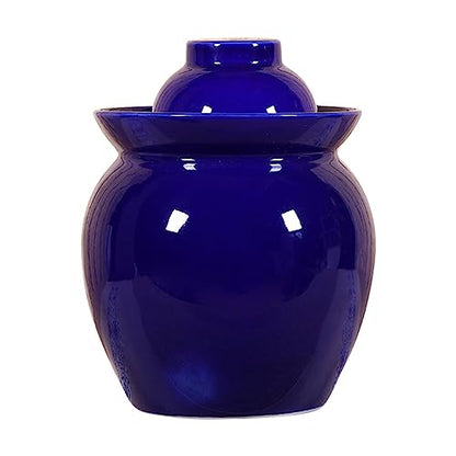 Traditional Chinese Pickle Jar Ceramic Jar with Lid, Fermentation Kit Crock with Water Seal Airlock Lid, Fermentation Jar for Pickles, Kimchi, Sauerkraut,Paocai Jar Blue-1.5Kg - color: Blue-1.5kg, size: 1.5Kg