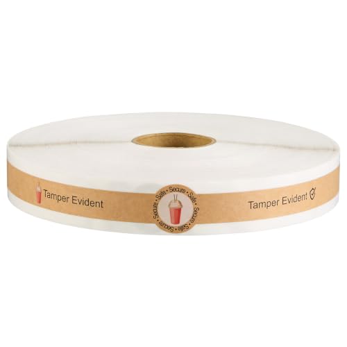 Zonon 600 Pcs Safe Secure Tamper Evident Seals for Drink Lids, Food Delivery Stickers Sealed for Freshness Labels Drink Food Coffee Milk Tea Ice Cream Seal Stickers 600 Pieces Per Roll (Kraft) - color: Kraft