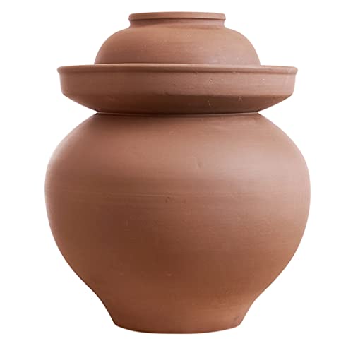 ZHOUXIAO Ceramic Fermentation Crock with Lid, Thickened Porcelain Pickle Jar, Kimchi Pot with Lid Ceramic Food Storage Sealed Containers, Foods Turnip Cabbage Fermenting 4KG