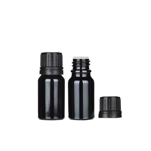 24 Pack 10ml Black Glass Essential Oils Bottles Empty Glass Dropper Vials Sample Bottle With Orifice Reducer and lid,for Aromatherapy Oils (Black, 10ml) - color: Black