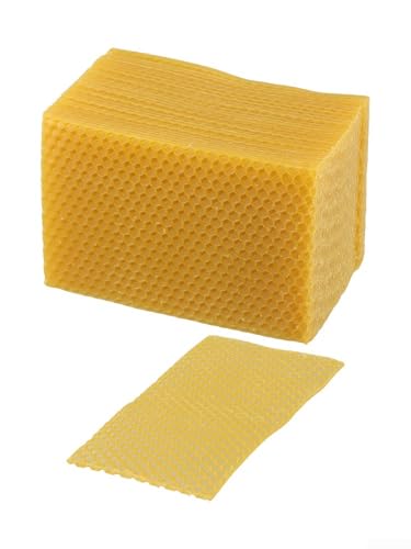 30 Pcs Beeswax Hive Foundation Sheets 5.24x3.54 Inch Natural Wax Frames for Beekeeping Building Honey Production Essential Supplies for Beekeepers Candle Making
