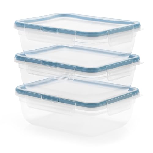 Snapware Plastic Total Solution 3-Pack (8.5-Cup) Food Storage Containers Set, Leakproof & Airtight Plastic Locking Lids Rectangular Containers, BPA-Free Lids, Microwave Dishwasher Freezer Safe - size: 3 Pack, style: 8.5 Cup
