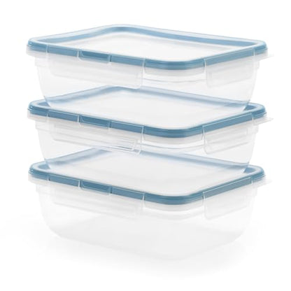 Snapware Plastic Total Solution 3-Pack (8.5-Cup) Food Storage Containers Set, Leakproof & Airtight Plastic Locking Lids Rectangular Containers, BPA-Free Lids, Microwave Dishwasher Freezer Safe - size: 3 Pack, style: 8.5 Cup