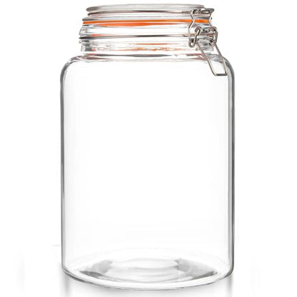 kitchentoolz Large 1 Gallon Glass Mason Jar Extra Wide-Mouth with Hinged Lids, Airtight Leakproof Glass Canning Jars, Container for Preserving, Overnight Oats - Pack of 1