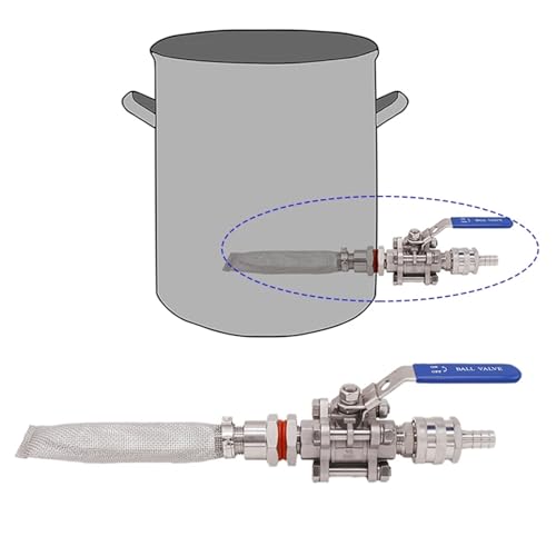 Homebrew Weldless Kettle Conversion Kit with Quick Disconnect & 6" Bazooka Screen - 3-Piece Ball Valve Assembly for Easy Brewing