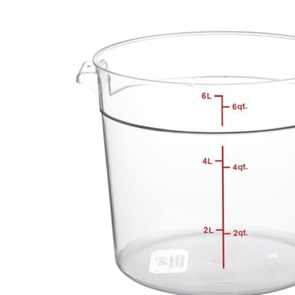 TrueCraftware- 6 Quart Clear Round Food Storage Container Polycarbonate- Commercial Reusable Food Container Canister with Measurement Markings for Meal Prep Pantry Kitchen - size: 6 Quart