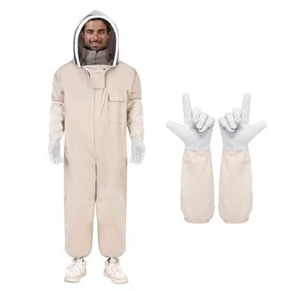 Beekeeping Suit, Full Body, Polycotton with Veil & Gloves - size: XXL for 5'11"-6'2"