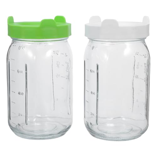 Yardwe 2pcs Quart Mason Jar Sprouting Kit with Mesh Lids - Wide Mouth Glass Sprouting Jars for Kitchen Seed Germination and Microgreens Starter - Home Herb and Vegetable Growing Set