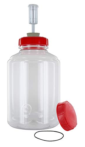 3 Gal Fermonster Wide Mouth Carboy #10 Drilled Stopper Econolock Airlock, Extra Solid Lid And Gasket