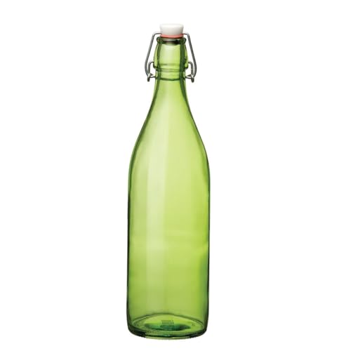 Bormioli Rocco Giara Green Glass Swing Top Bottle - color: Green, size: 33.8 Ounces