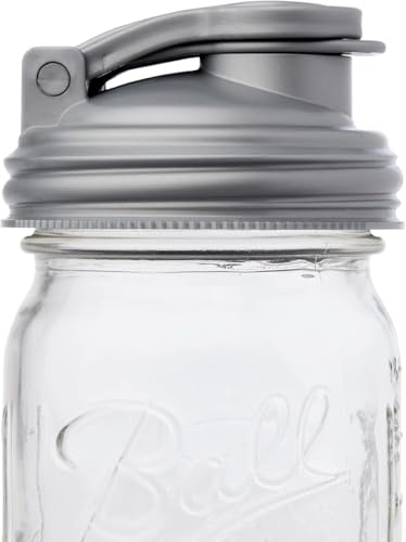 reCAP Mason Jar Pour Lid with Foldout Carry Loop, Regular Mouth, Silver, Leak-Proof Seal, 4-Pack, USA Made, PC-R-SLVR4