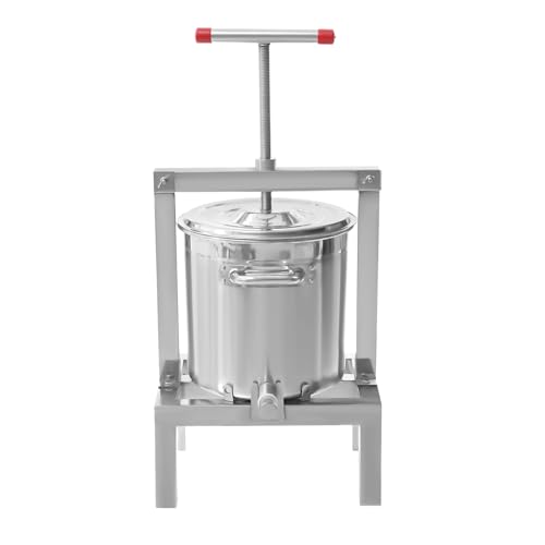 10L/2.6Gal Stainless Steel Fruit Wine Press Large Fruit Honey Presser and Cider Manual Juice Maker T-shape Apple Press extractor for Wine and Juice Making Cider Press - size: 10L/2.6Gallon