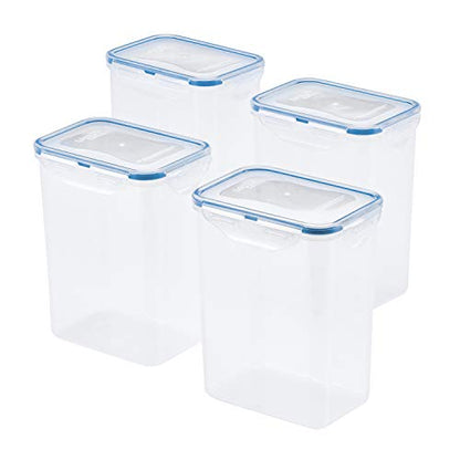 LOCK & LOCK LocknLock Easy Essentials Airtight Rectangular Tall Food Storage Container 7.61 Cup, 4 Piece, Clear - size: 4 Piece Set