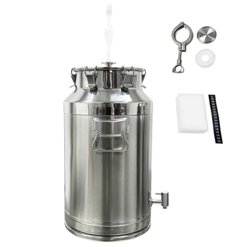 35L Stainless Steel Fermenter Tank with Faucet & Exhaust Valve 304 Food-Grade Fermentation & Storage Container for Wine, Beer, Sauerkraut