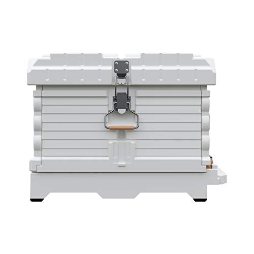 Apimaye Ergo Insulated 10 Frame Bee Hive Set [NO Frames Included] (Single Hive, White Body Blue Entrance) - color: White Body Blue Entrance