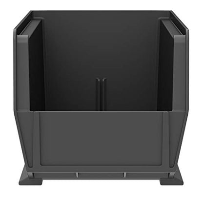 Akro-Mils 30234 AkroBins Plastic Storage Bins, Space-Saving Stackable Bins for Garage, Pantry, Craft Organization, 15" x 5" x 5", Black, 12-Pack - color: Black
