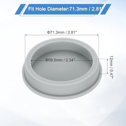 uxcell Silicone Rubber Plug, High Temp Round Hole Plug Waterproof Rubber Stopper Pipe End Caps Fit 71.3mm/2.81" for Bathtub Bottle Sealing, Grey - size: 71.3mm/2.81"