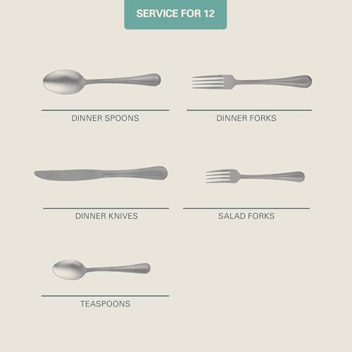 Gibson Home Sinta 87-Piece Stainless Steel Flatware Set with Bead Border Design – Service for 12 Plus Serving Utensils, Polished Silverware, Dishwasher Safe - size: Service for 12 w/ Serving Utensils (87pcs)