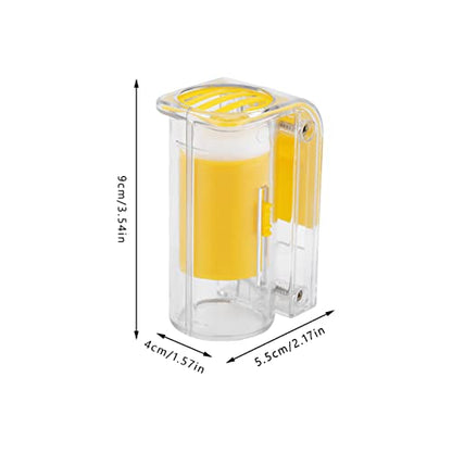Bee Queen Marking Bottle, Portable Transparent Yellow Handed Queen Bee Catcher Clip Holder Queen Bee Cage for Beekeeper Tool