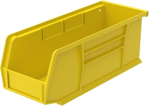 Akro-Mils 30224 AkroBins Plastic Storage Bins, Space-Saving Stackable Bins for Garage, Pantry, Craft Organization, 11" L x 4" W x 4" H, Yellow, 12-Pack - color: Yellow