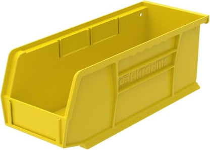 Akro-Mils 30224 AkroBins Plastic Storage Bins, Space-Saving Stackable Bins for Garage, Pantry, Craft Organization, 11" L x 4" W x 4" H, Yellow, 12-Pack - color: Yellow