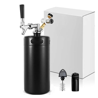 Home Brewing 3.6L(128OZ) Growler Tap System Mini Keg Beer Faucet Dispenser Pressurized Beer Keg with Co2 Regulator Keep Carbonation Brewing Accessories(Black) - color: Black