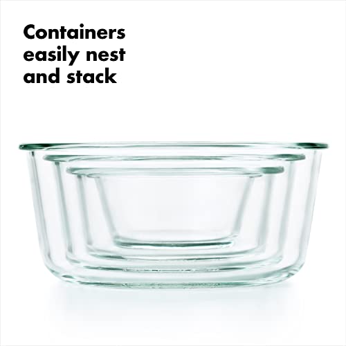 OXO Glass Food Storage Container, 4 Cup, Round | Smart Seal | Leakproof | Airtight | Pack of 2 - size: 4 Cup (Pack of 2)