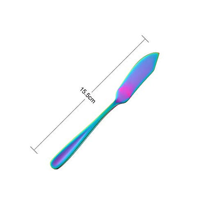 Cheese Desert Knives, Set of 4, Baikai Stainless Steel 18/10 Breakfast Butter Knife, Slicer Sandwich Spreader (Rainbow) - color: Rainbow
