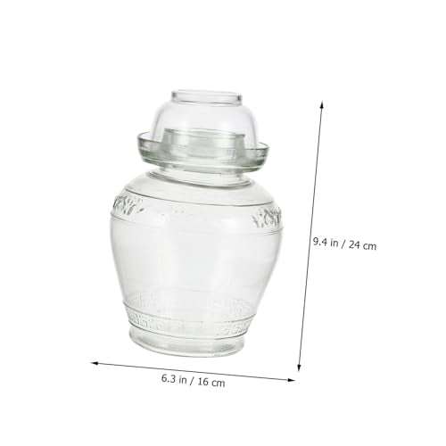DECHOUS Glass Pickle Jar Set 5lb with Airtight Water Seal Lid, Thickened Glass Sauerkraut Fermentation Crock for Household Food Storage, Includes Inner Lid, Brush, and Tongs for Kitchen