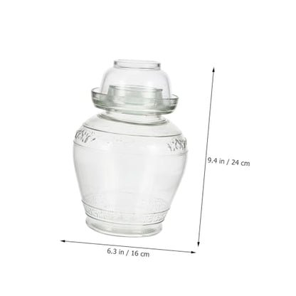 DECHOUS Glass Pickle Jar Set 5lb with Airtight Water Seal Lid, Thickened Glass Sauerkraut Fermentation Crock for Household Food Storage, Includes Inner Lid, Brush, and Tongs for Kitchen