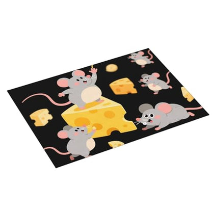 Dish Drying Mat for Kitchen Counter, 18" x 24" Microfiber Dishes Drainer Mats Super Absorbent Kitchen Drying Mat Cute Mouse cheese Dish Rack Pad for Utensils, Countertops, Sinks