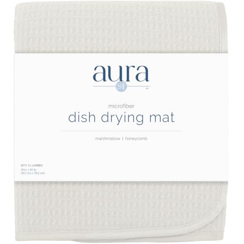 S&T INC. Dish Drying Mat Jumbo, 18” x 30”, Absorbent Microfiber Kitchen Counter Mat, Dish Drying Pad for Dishes, Utensils, Pots and Pans, Jumbo, Cream - size: 18" x 30"