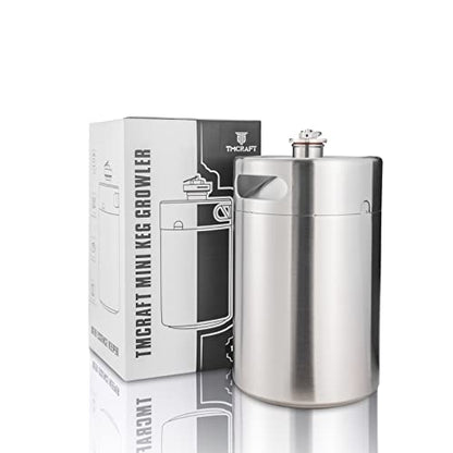 TMCRAFT 170OZ Stainless Steel Mini Keg, Portable beer growler with Exhaust Valve Designed Cap to Keep Beverage Fresh
