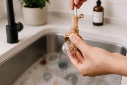 Haakaa Silicone Cleaning Brush Kit – Household Cleaning Brushes for Bottles and Crevices – Food-Grade Silicone: Dishwasher Safe (Brush-Champagne) - color: Brush-champagne