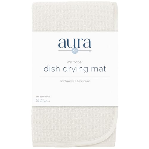 S&T INC. Dish Drying Mat, 16” x 18”, Absorbent Microfiber Kitchen Counter Mat, Dish Drying Pad for Dishes, Utensils, Pots and Pans, Large, Cream - size: 16" x 18"