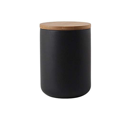MilkyWay Ceramic Food Storage Jar Canister Modern Design Food Canisters with Airtight Seal Bamboo Lid, Loose Tea Coffee Spice Nuts Snacks Storage Jar Canister (Black 27.05oz/800ml) - size: Black 24.63oz/700ml