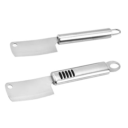 HEALLILY 2pcs Stainless Steel Cheese Knife Slice Cheese Spreader Chopping Mini Cleaver Kitchen Utensils